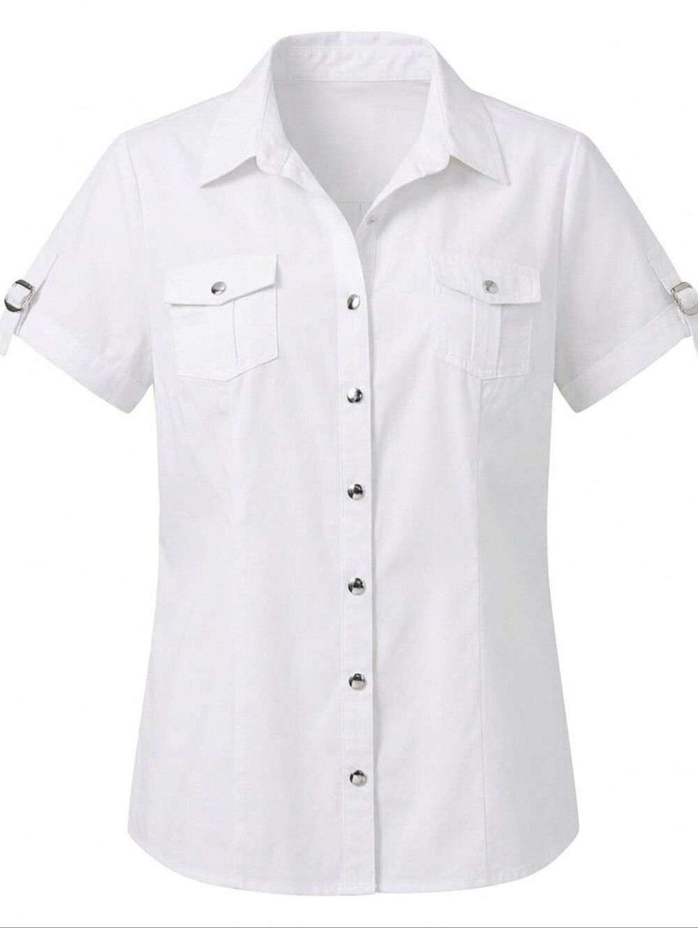 💛Cato White Utility Buckled Tab Short Sleeve Top XLarge
